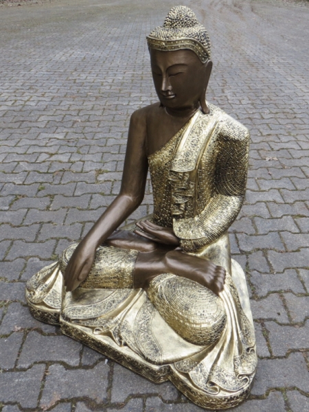 Buddha Statue sitzend zwei farbig, XXL 98 cm hoch 2