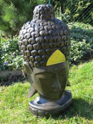 Statue Buddhakopf in schwarz 48 cm hoch