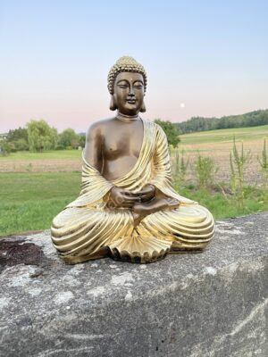 Buddhastatue meditierend in gold/braun 41 cm hoch