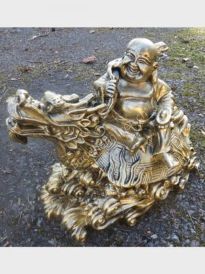 Chinesische Buddha Figur auf Drachen 22 cm hoch