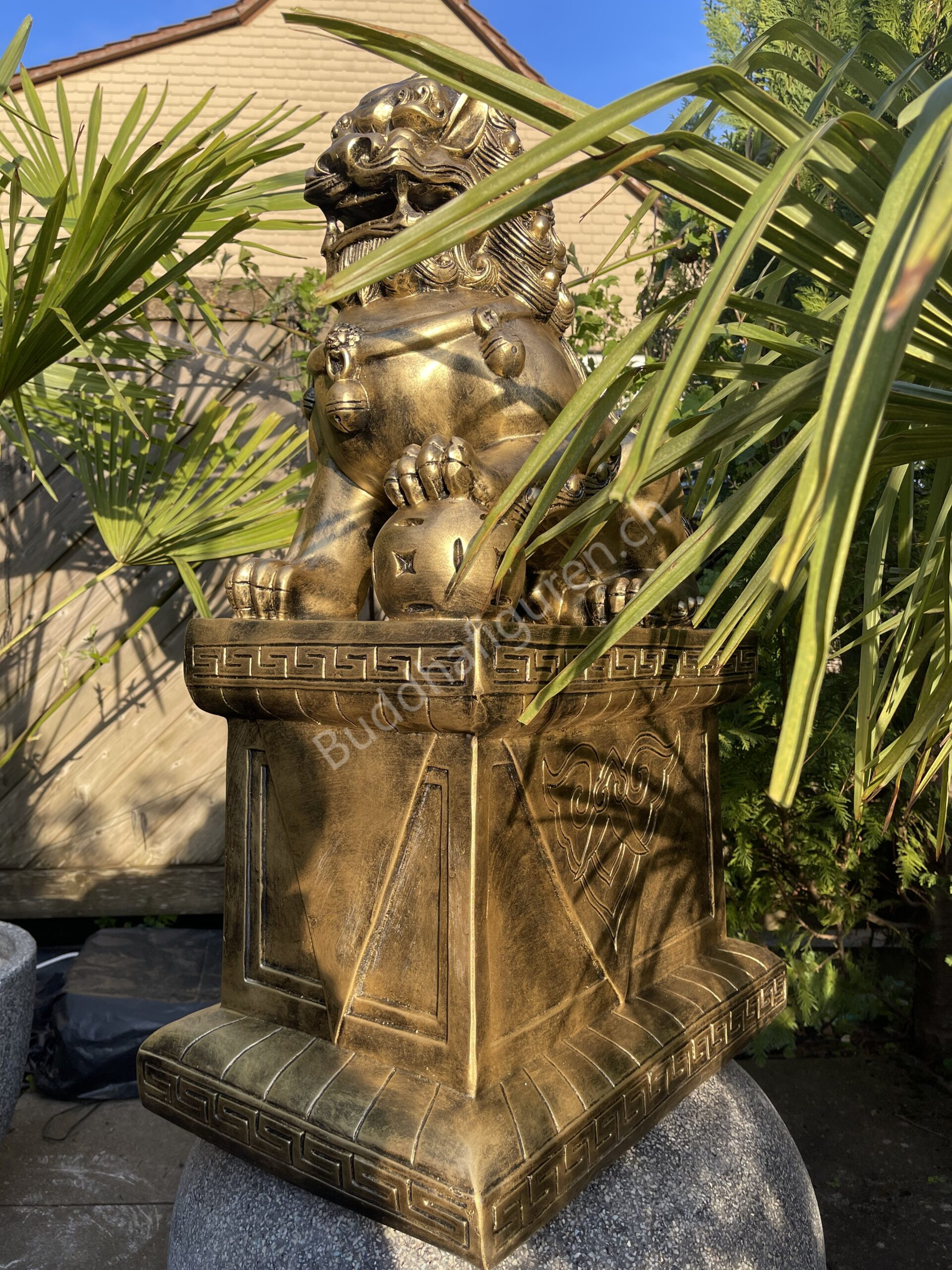 Buddha Statue Gross, Chinesischer Wächterlöwe 82 cm hoch 7