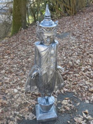 Deko Buddha, Tempelwächter in Silber XXL 110 cm hoch
