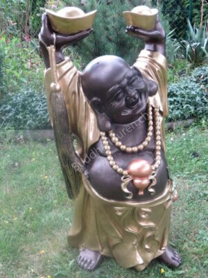 Lachender Buddha mit Schalen, drei farbig XXL 90 cm hoch